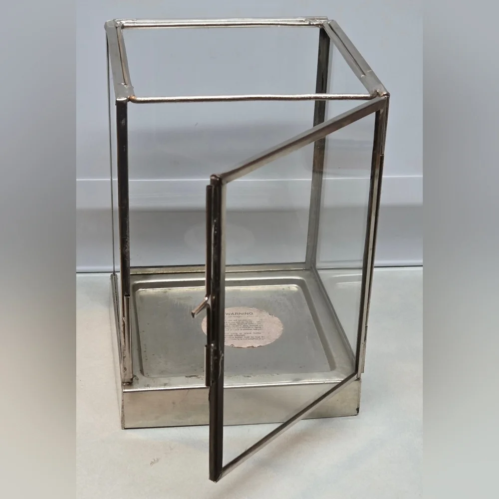 Elegant Expressions Chrome Glass Lantern 2000 Made in India 6x4x4